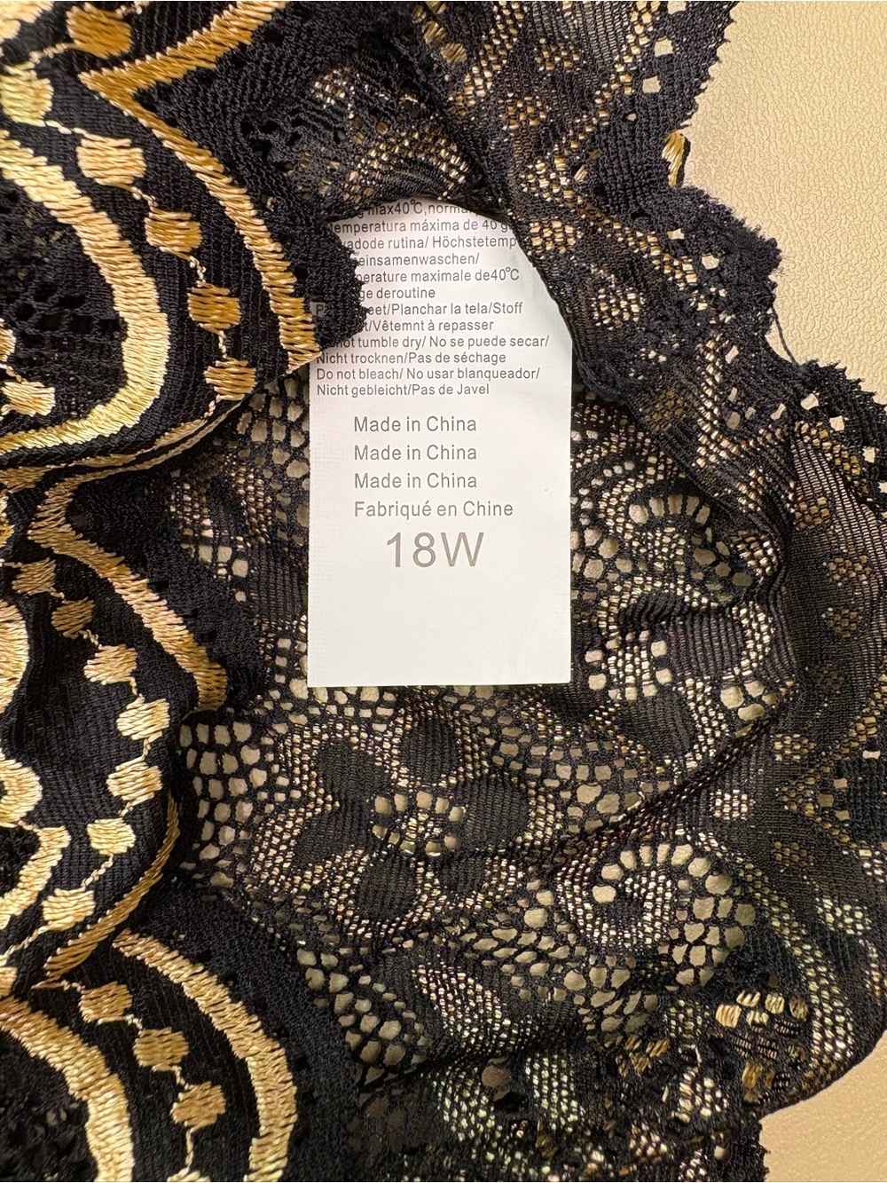 Avidlove Lace Teddy Bodysuit Black Gold Halter Cutout Lingerie 18W NWT - Picture 2 of 10